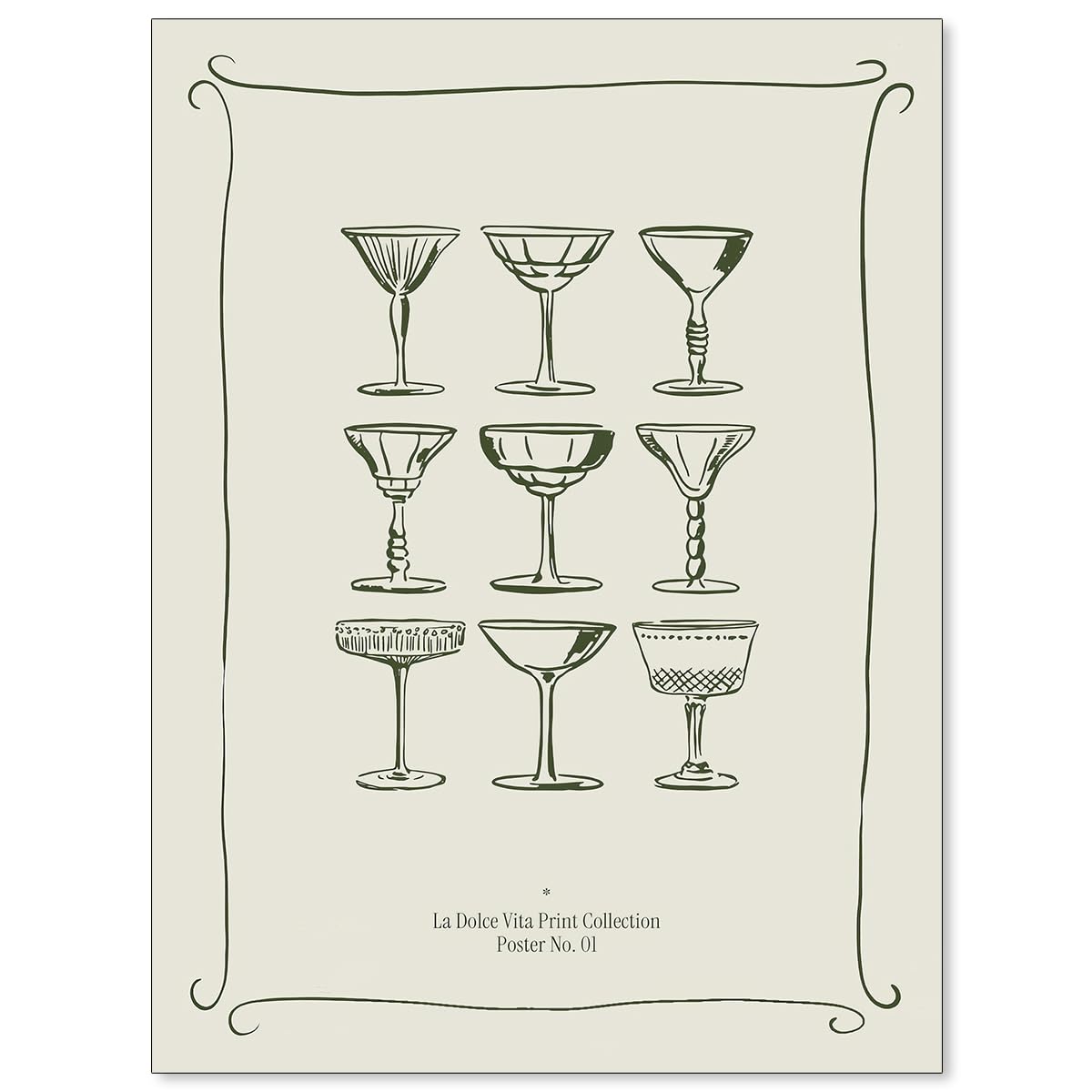 Cocktail Poster Alcohol Drink Wall Art Preppy Bar Cart Canvas Prints for Funky Bar Kitchen Wall Decor