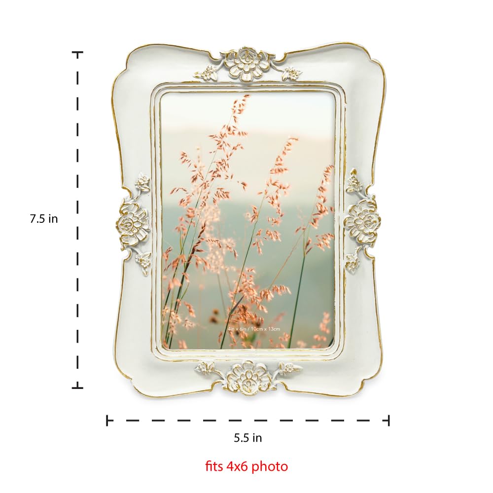 Vintage-Inspired Simple Ornate Picture Horizontal & Vertical for Tabletop and Wall Display - Home Décor, Floral, Resin Frame