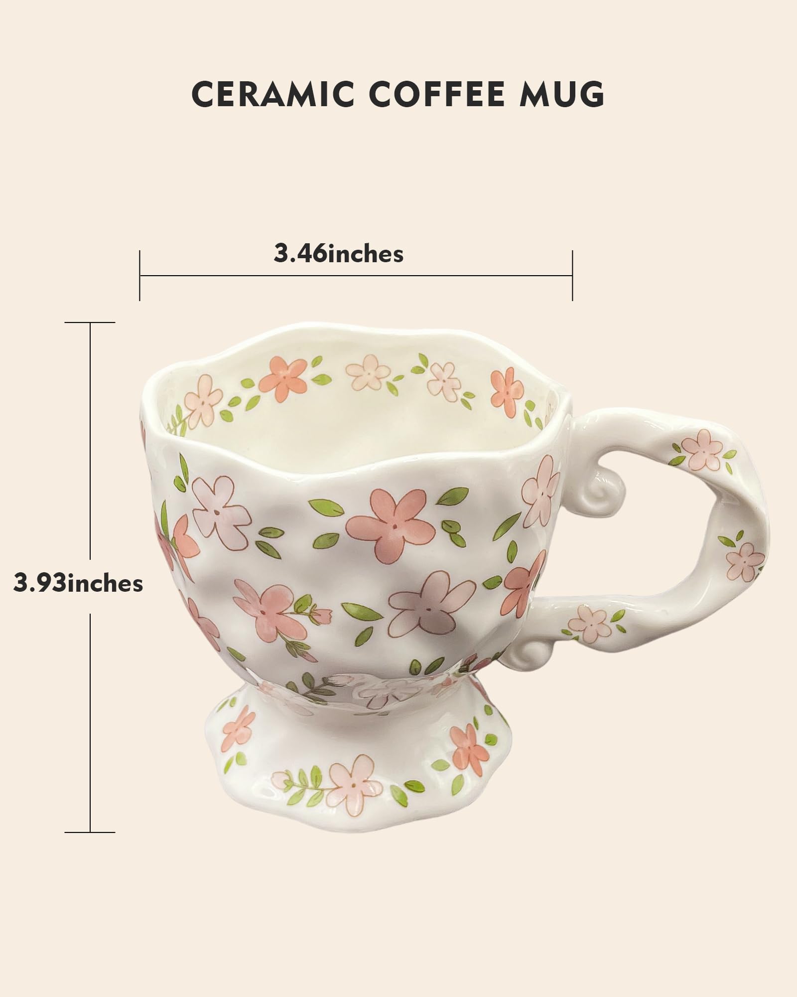 Handmade Kawaii Ceramic Mug with Pink Bow and Cute Bear â€?14 oz Novelty Cup