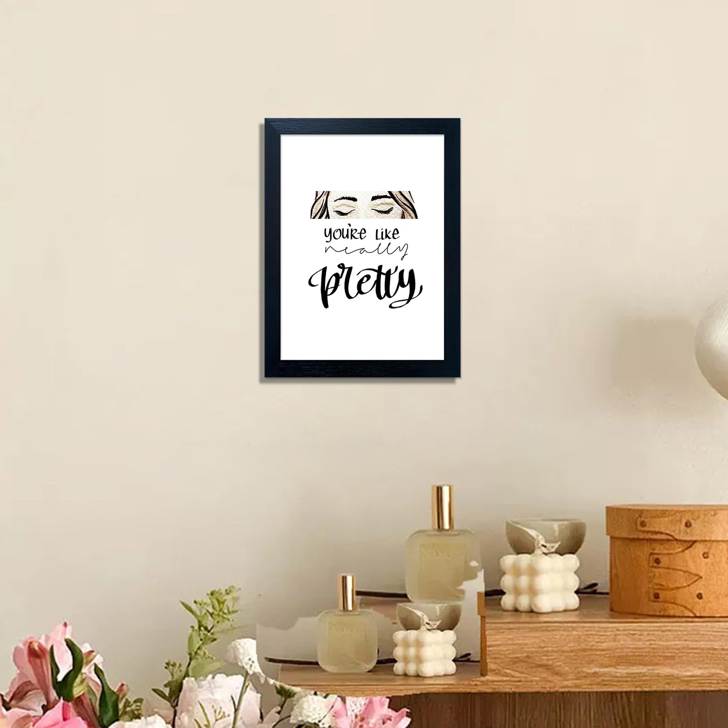 Pink Makeup Room Wall Art Fashion Canvas Wall Art Beauty Room Decor Art Pink Lips Canvas Artwork Trendy Girly Wall Art Women Bedroom Bathroom Decor Print