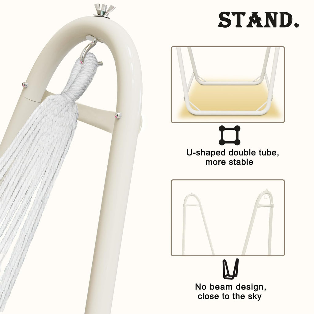 Hammock Chair with Stand,Heavy-Duty Hanging Chair with Stand for Indoor Outdoor, Sturdy Swing Chair Stand Max Load 350 pounds (Hammock Chair Included)
