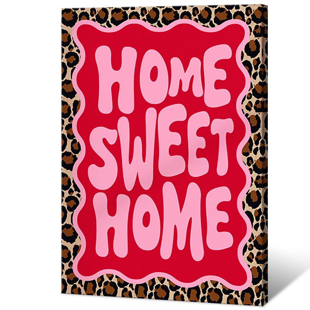 Vintage Leopard Wall Art Red Poster Fashion Cheetah Decor