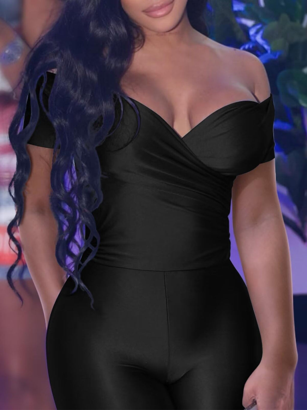 Women 2 Piece Outfits - Sexy Off Shoulder Tops Bodycon Flared Pant Sets