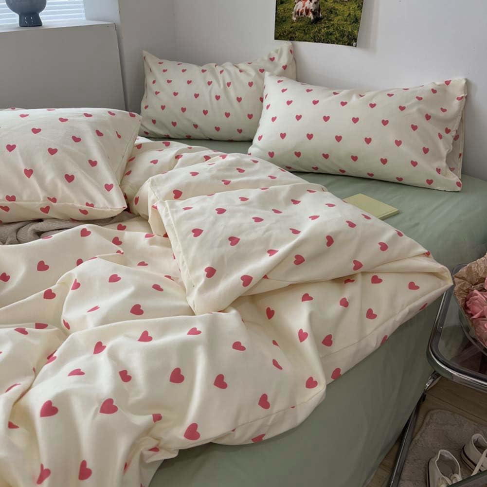 Duvet Cover Printed Bedding Set 3Pcs Girls Kawaii Pattern Comforter Cover with Zipper Closure Soft Breathable Microfiber