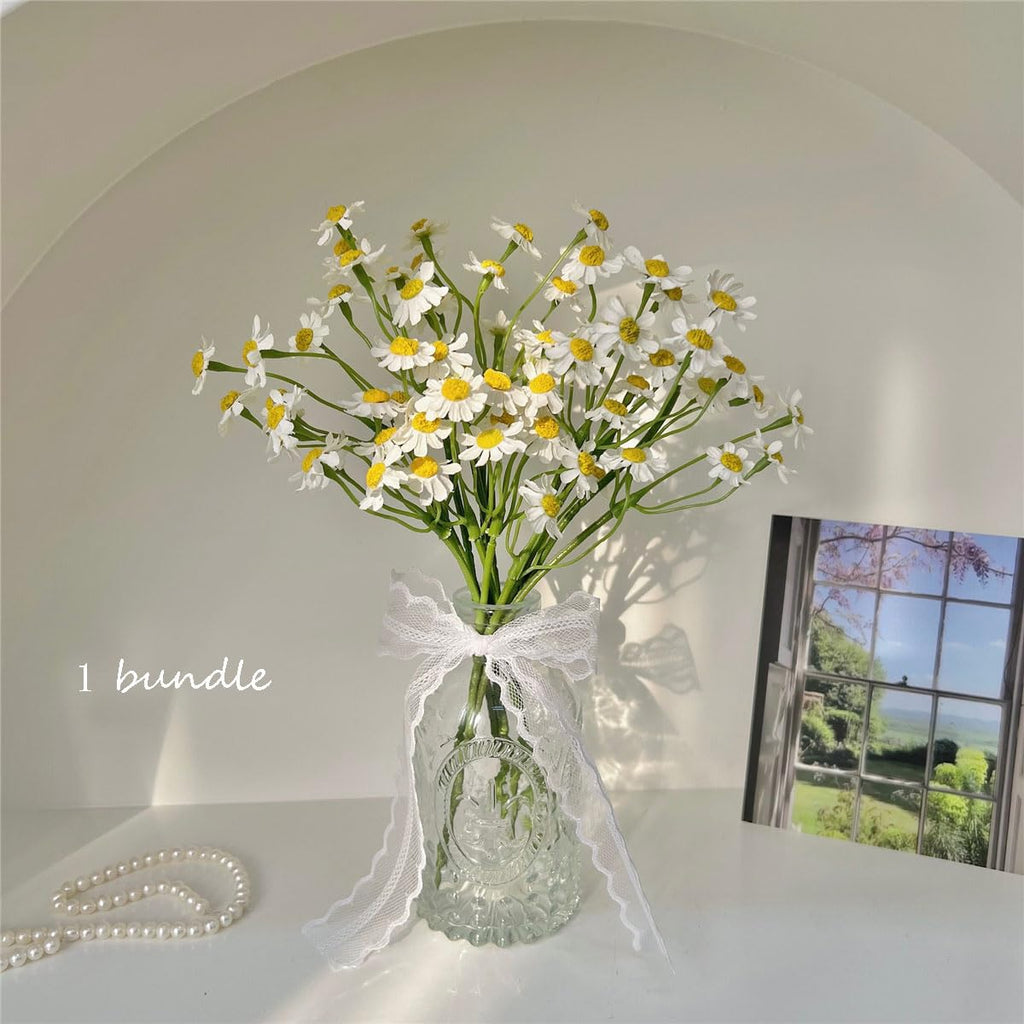 Small White Daisy Artificial Flowers â€?2 Bouquets (12 Pieces), 10-Inch Fake Spring Wildflowers for Party Decor (Vase Not Included)