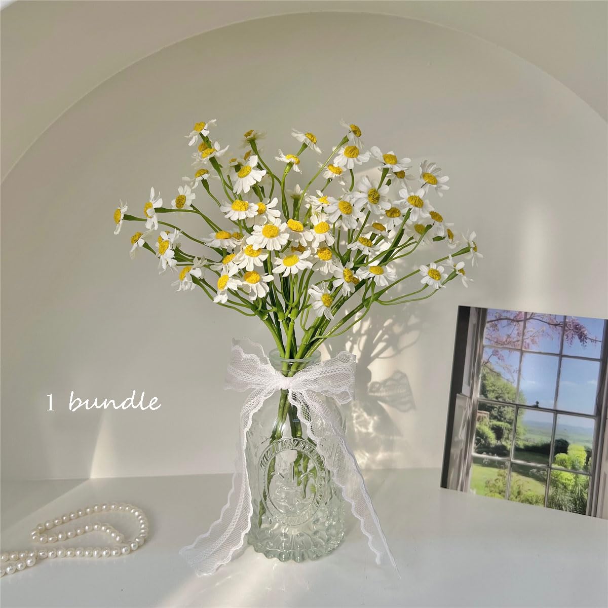 Small White Daisy Artificial Flowers â€?2 Bouquets (12 Pieces), 10-Inch Fake Spring Wildflowers for Party Decor (Vase Not Included)