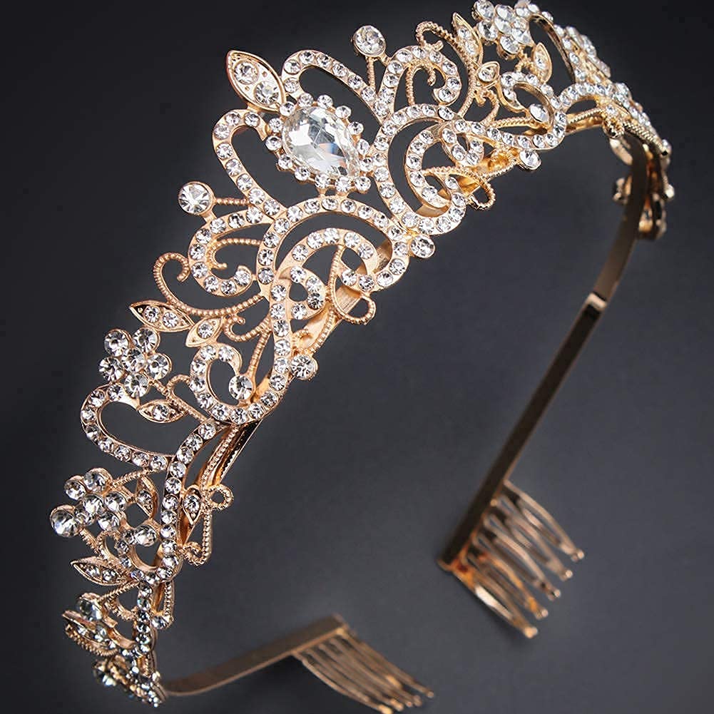 Princess Crystal Tiara Crown Headband Elegant Crown With Combs