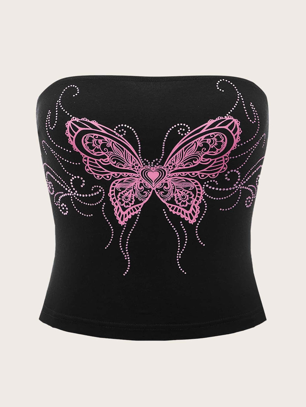 Women's Rhinestone Cute Print Y2K Bandeau Tube Top