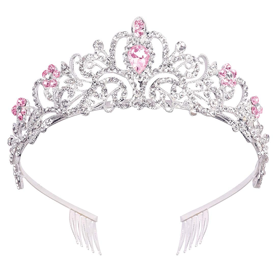Princess Crystal Tiara Crown Headband Elegant Crown With Combs