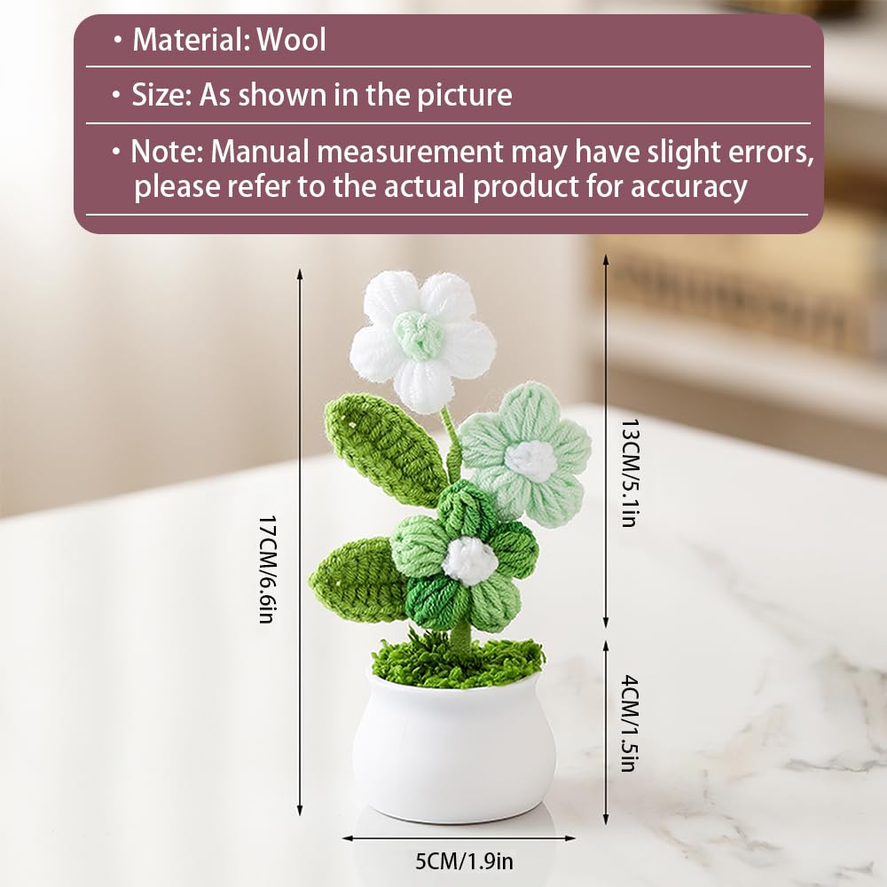 Knitting Crochet Puff Flowers Potted Plants, Gradient Colorful Flowers for Friends, Family and Lover, Handmade Flowers for Home Office Decoration