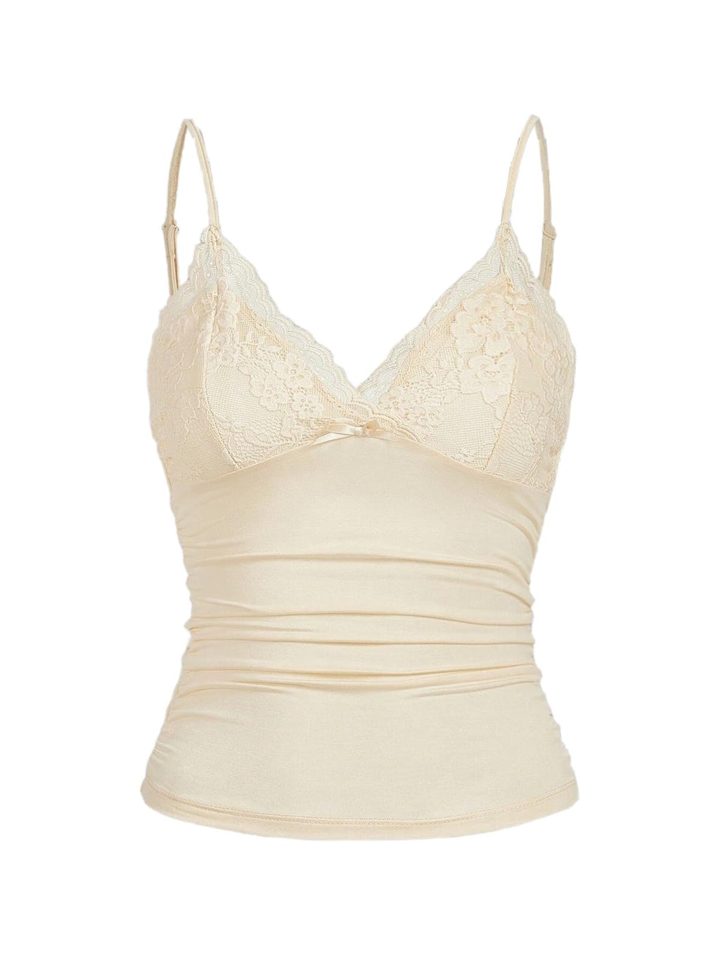 Women Sexy Y2K V Neck Lace Patchwork Cami Shirt