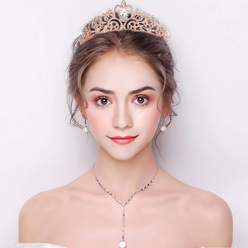 Princess Crystal Tiara Crown Headband Elegant Crown With Combs