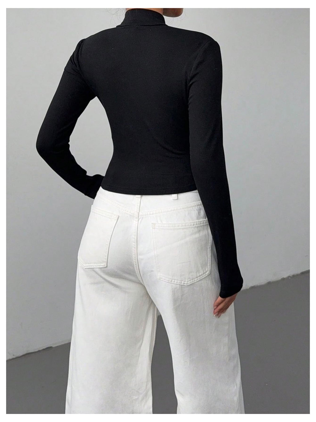 Women's Metallic 3D Floral Cut Out Tee Shirt Long Sleeve Mock Neck Crop Top