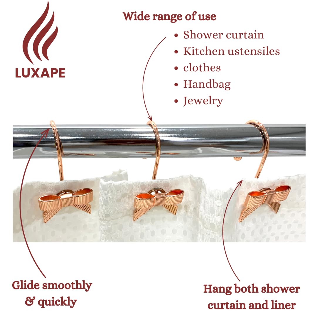 Decorative Bow Knot Curtain Hooks Shower Rings for Bathroom