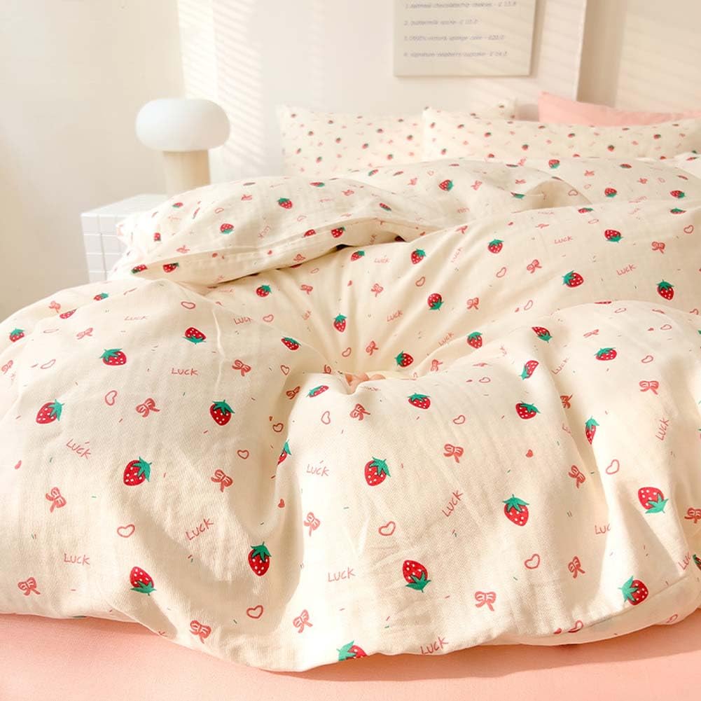 Duvet Cover Printed Bedding Set 3Pcs Girls Kawaii Pattern Comforter Cover with Zipper Closure Soft Breathable Microfiber