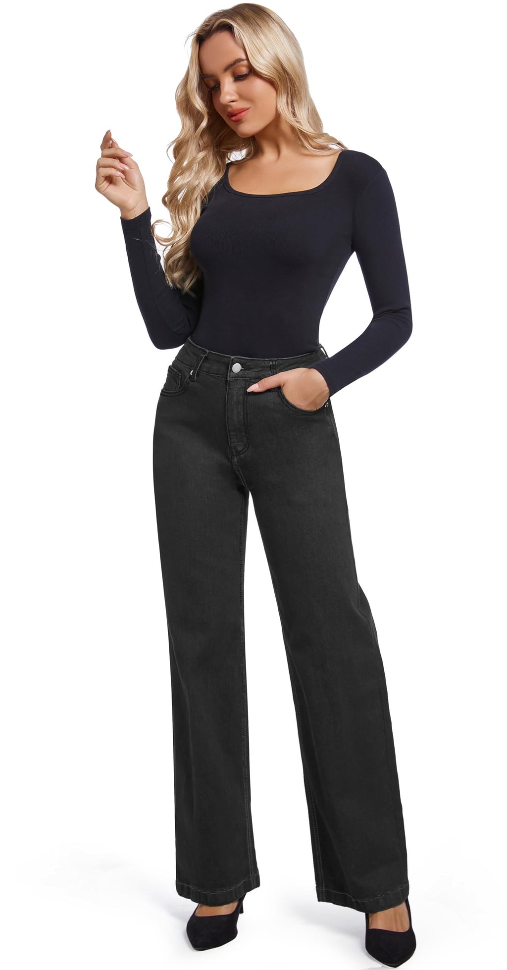 Women's Jeans Straight Leg Casual High Waisted Stretch