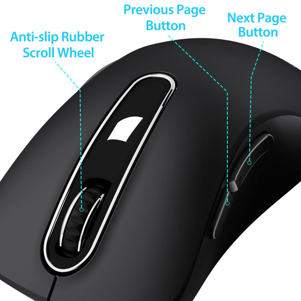 Portable Computer Wireless Mouse for Laptop, PC, Desktop, MacBook, 5 Buttons