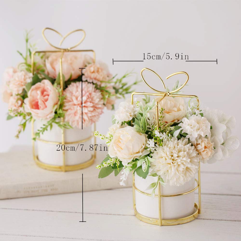 Fake Artificial Flowers in Vase Faux Peony Silk Hydrangea Flower Centerpieces Décor