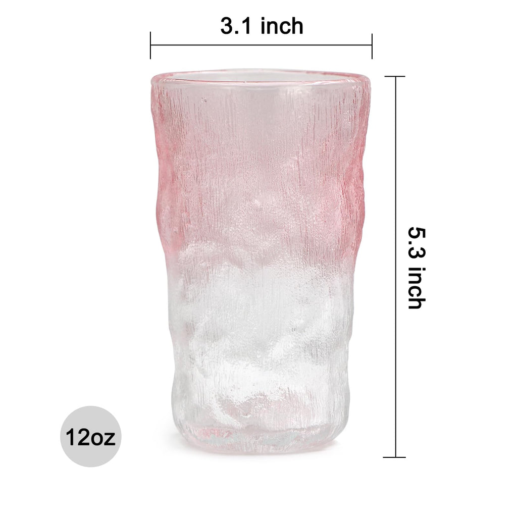 Drinking Glasses, Glassware Sets of 2, Mixed Drinking Glacier Pattern 12 oz Glass Cups
