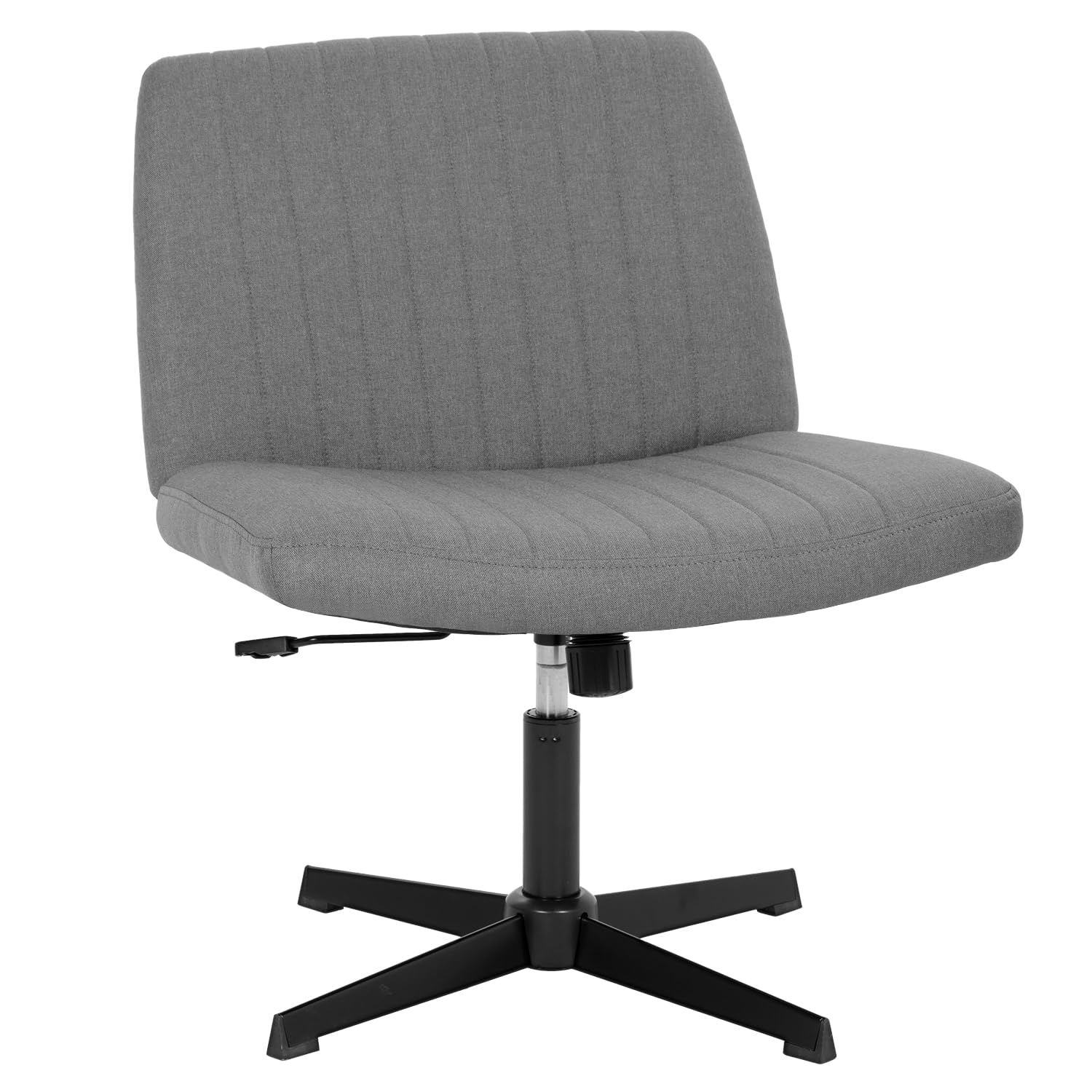 Criss Cross Chair, Armless Cross Legged Wide Comfty Desk Chair with No Wheels Modern Height Adjustable, Swivel Fabric Vanity Chair