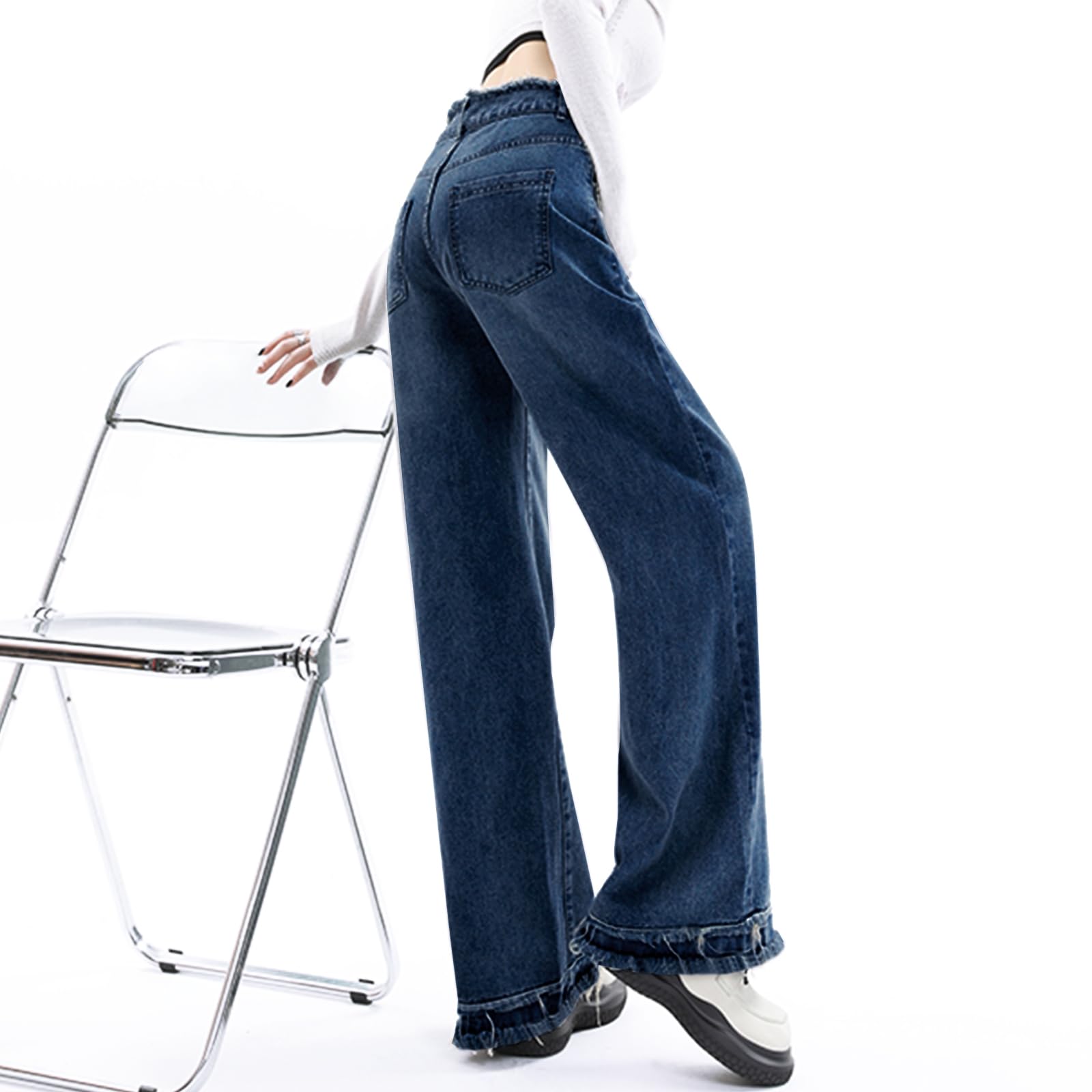 Y2K High-Waisted Baggy Jeans â€?Stretch Wide-Leg Denim