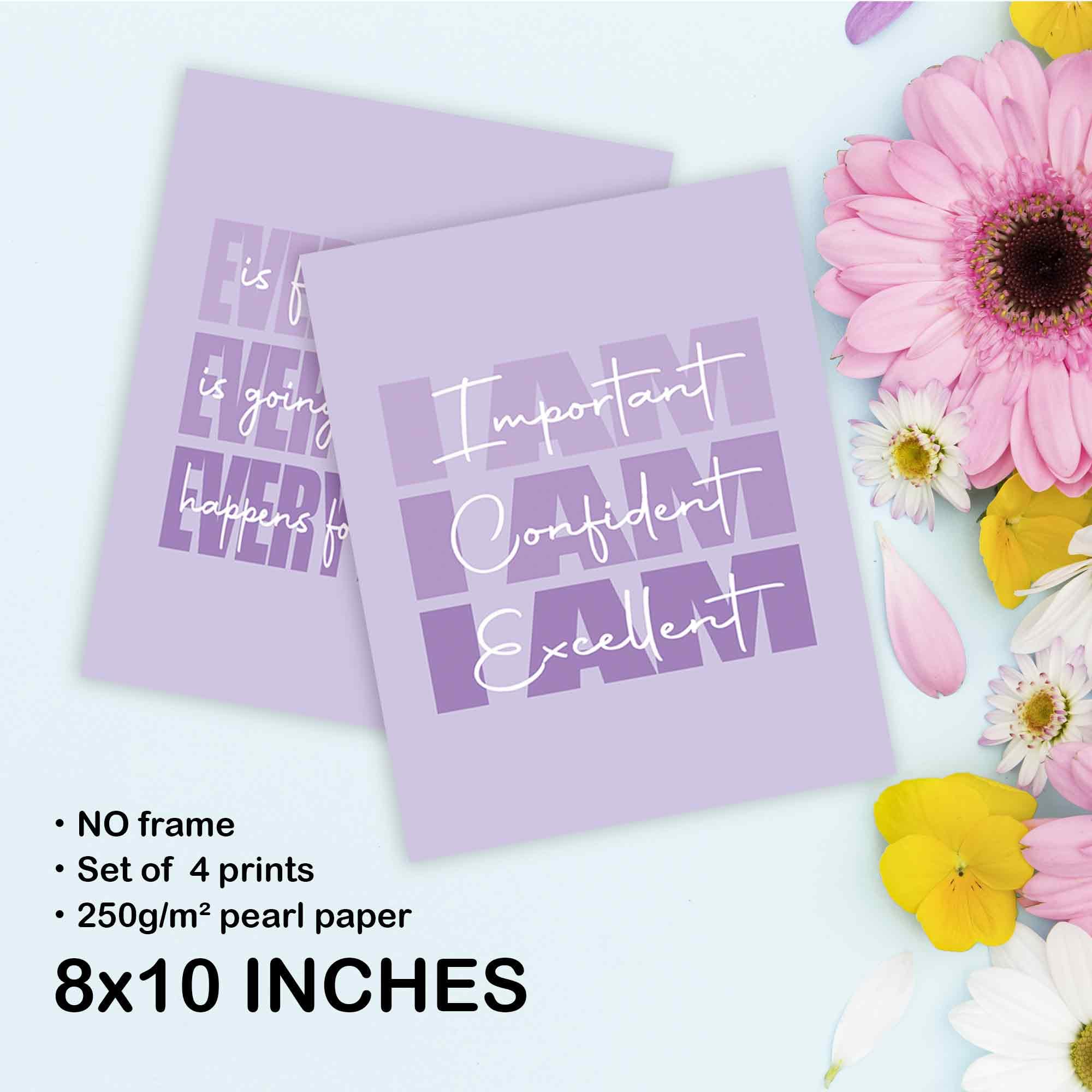 Set of 4 Inspirational Posters â€?Motivational Wall Art for Teen Girls & Women (8x10)