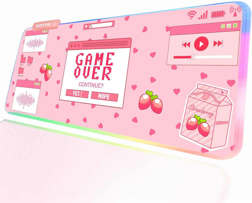 Pink RGB Gaming Mouse Pad 31.5x12 Inch PC XL Large Extended Glowing Led Light Up Desk Pad Non-Slip Rubber Base Computer Mouse Pad Cute Mousepad Mat 31.5x12 Inch