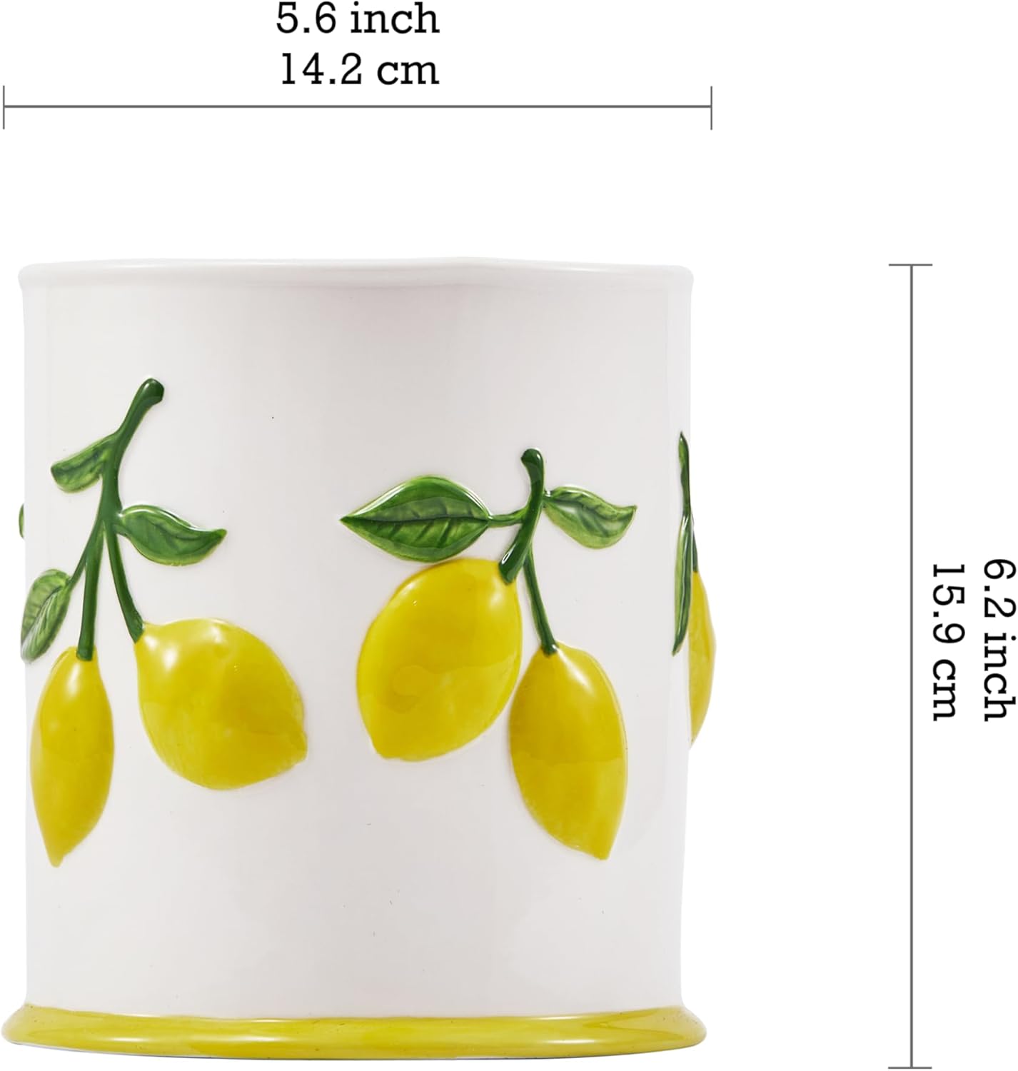 Lemon Handpainted Stoneware 6 inch Utensil Holder Cooking Utensil