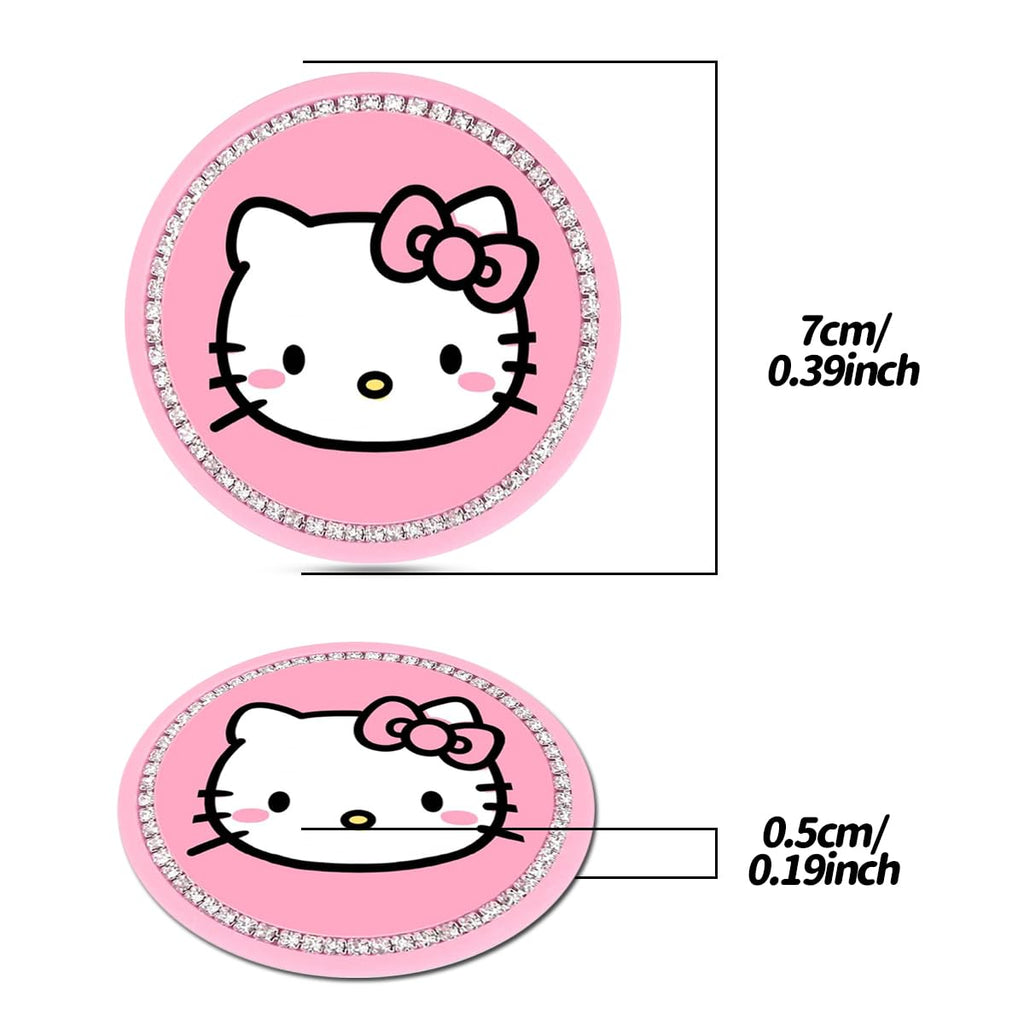 Cute Kitty Cup Holder Coasters, Black Silicone Anti-Slip Car Coasters, Cup Pads for Home Office, Universal 2.75 Inch 2PCS