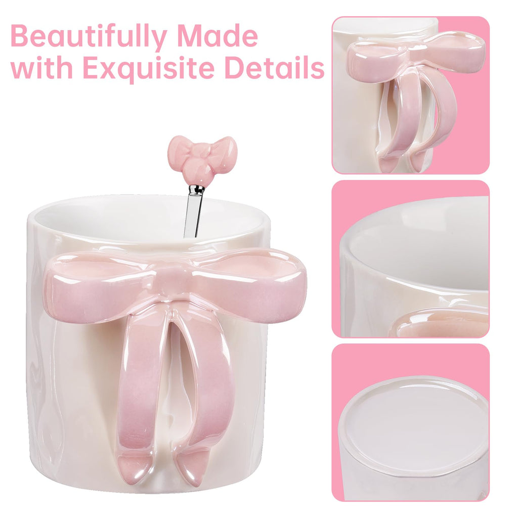 Ceramic Bow Handle Mug, Electroplated Finish with Shimmering Starry Glow, High-Temperature Fired for Durability 12OZ