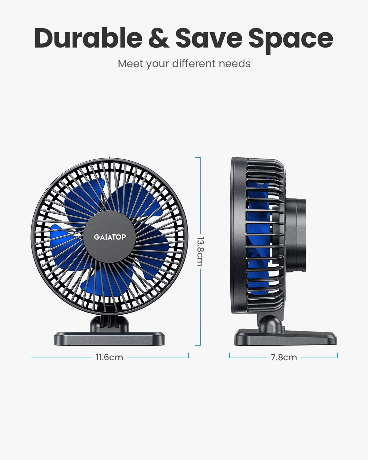 USB Desk Fan, Small But Powerful, Personal Portable Quiet 3 Speeds, Adjustable Mini Table Desktop fan for Cooling