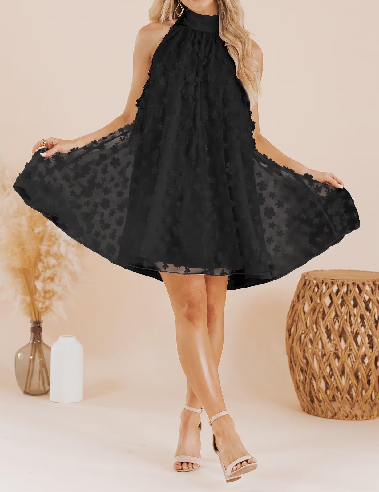 Women's Summer Formal Dresses Cocktail Halter Swing Dress Cute A Line Dress