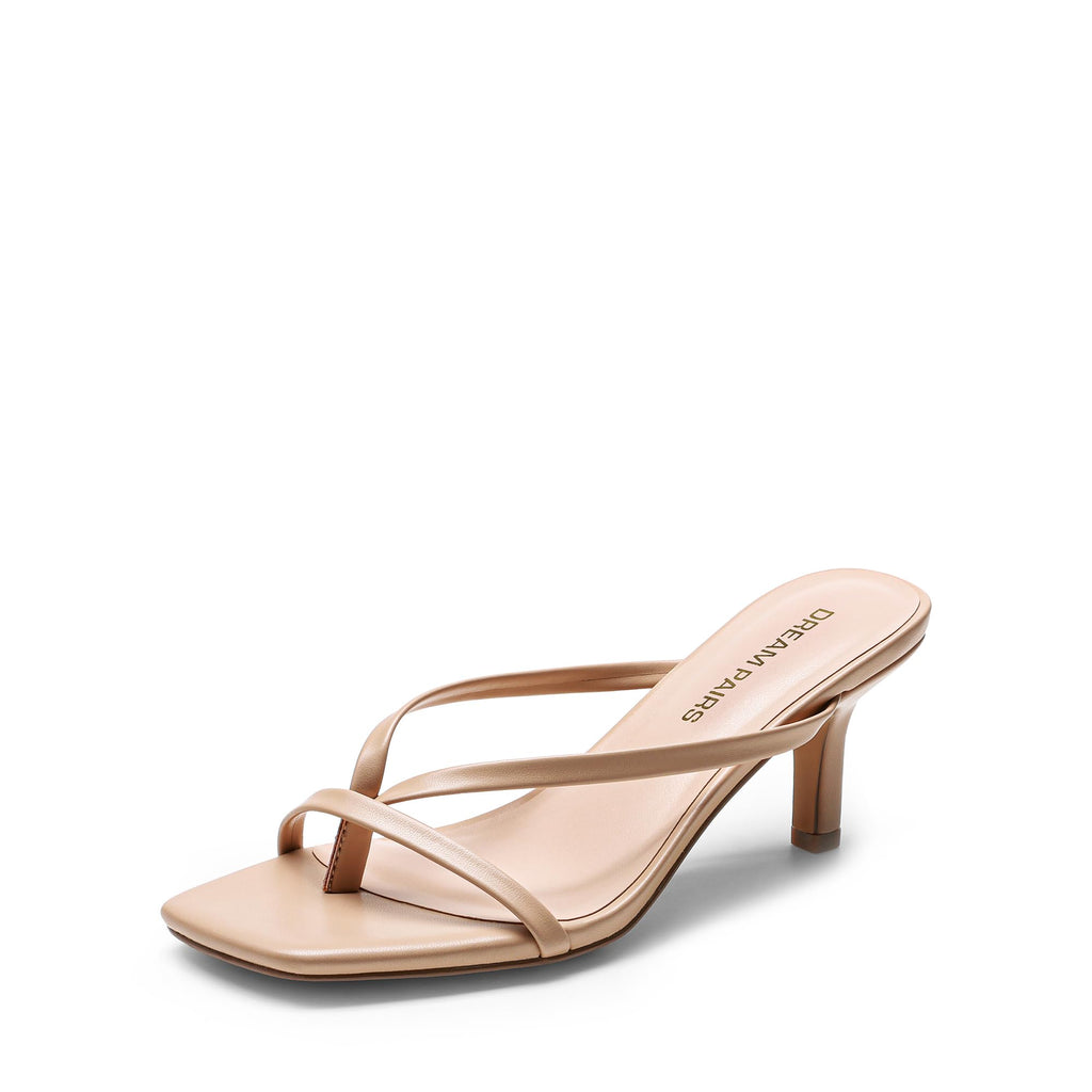 Women Sexy Kitten Low Heels Open Square Toe Thong Heeled Sandals