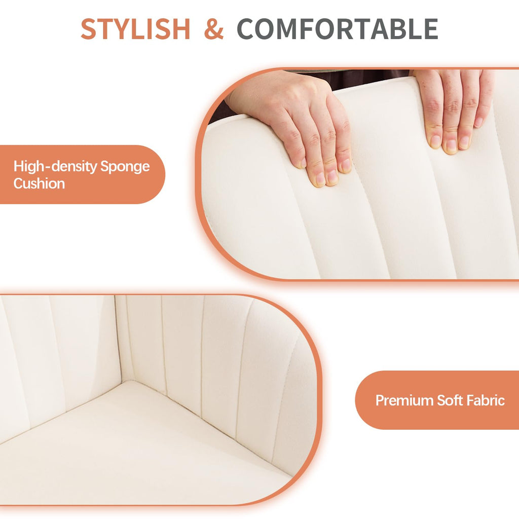 Modern Vanity Velvet Adjustable Low Back Rolling Chair, Twill Upholstered Cute Chair with Wheels