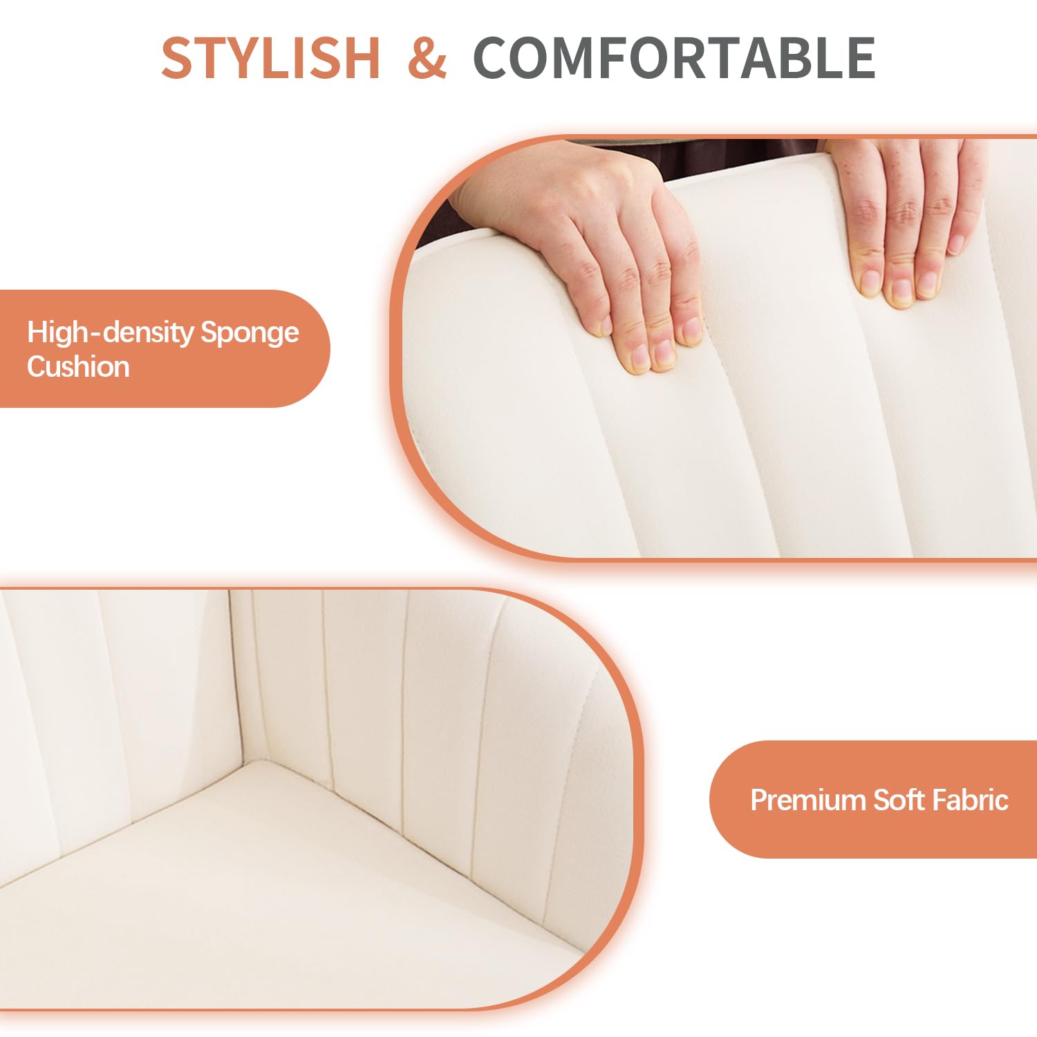 Modern Vanity Velvet Adjustable Low Back Rolling Chair, Twill Upholstered Cute Chair with Wheels