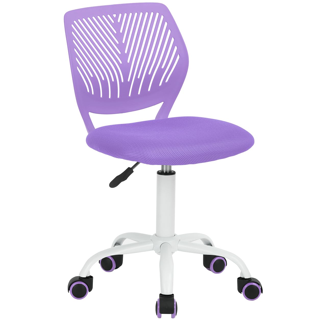 Study Desk Chair Armless Cute, Ergonomic Small Swivel Adjustable Rolling Lightweight Task Chair with Wheels and Mesh Padded Cushion