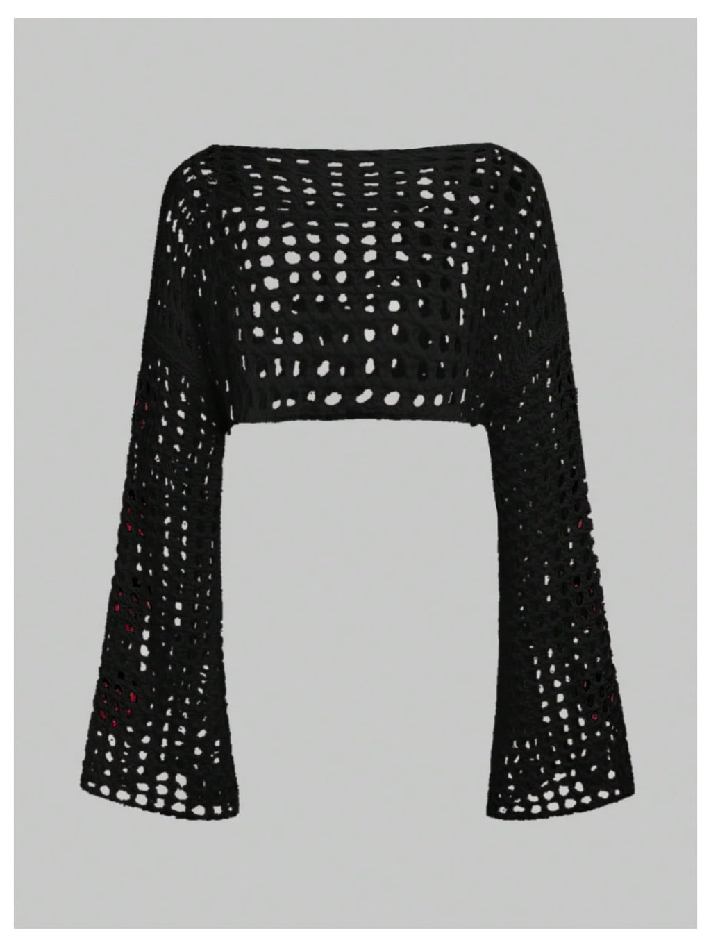 Women's Crochet Hollow Out Y2k Long Sleeve Cropped Knit Sweater Top