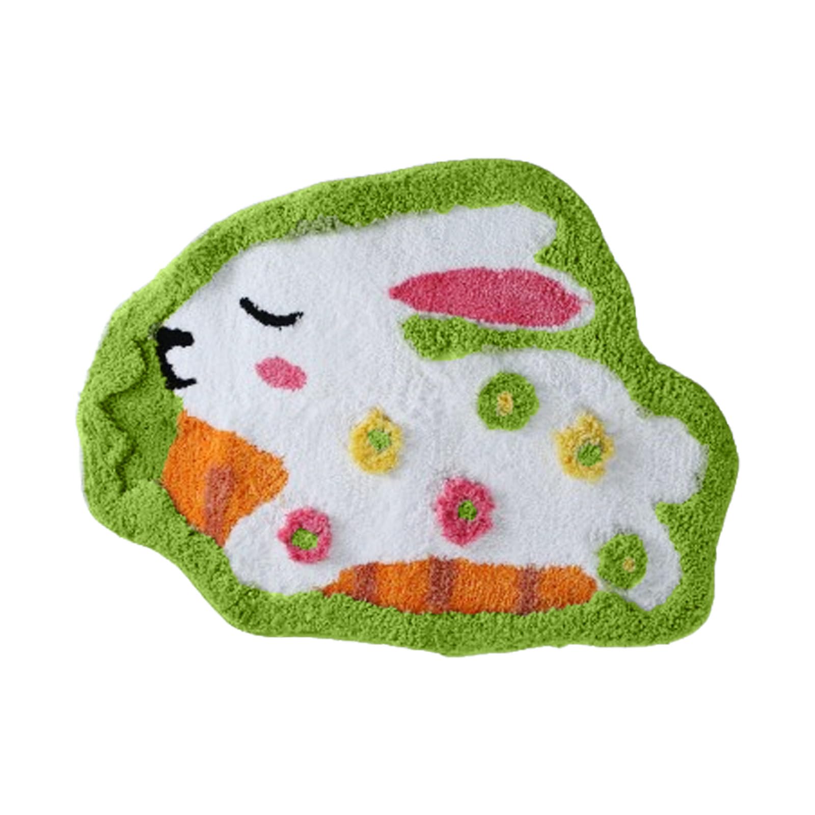 Moss Green Toilet Rugs, Luxury Tufted Extra Thick U-Shaped Toilet Rug,Cute Flower Green Moss Bath Mat Non Slip - Washable Water Absorbent Shag Bathroom Rugs for Bath