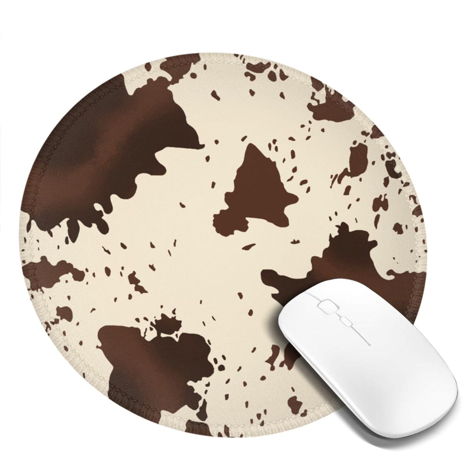 Round Mouse Pad Desk Top - Stitched Edges 8 X 8 Inch