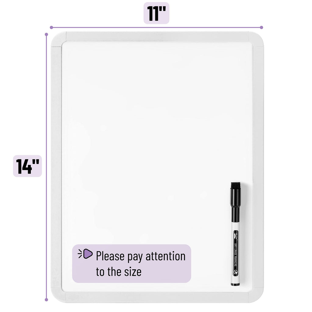Dry Erase Board, 14â€?x 11â€?with a Black Dry Erase Marker Color Frame, Small White Board Dry Erase Whiteboard