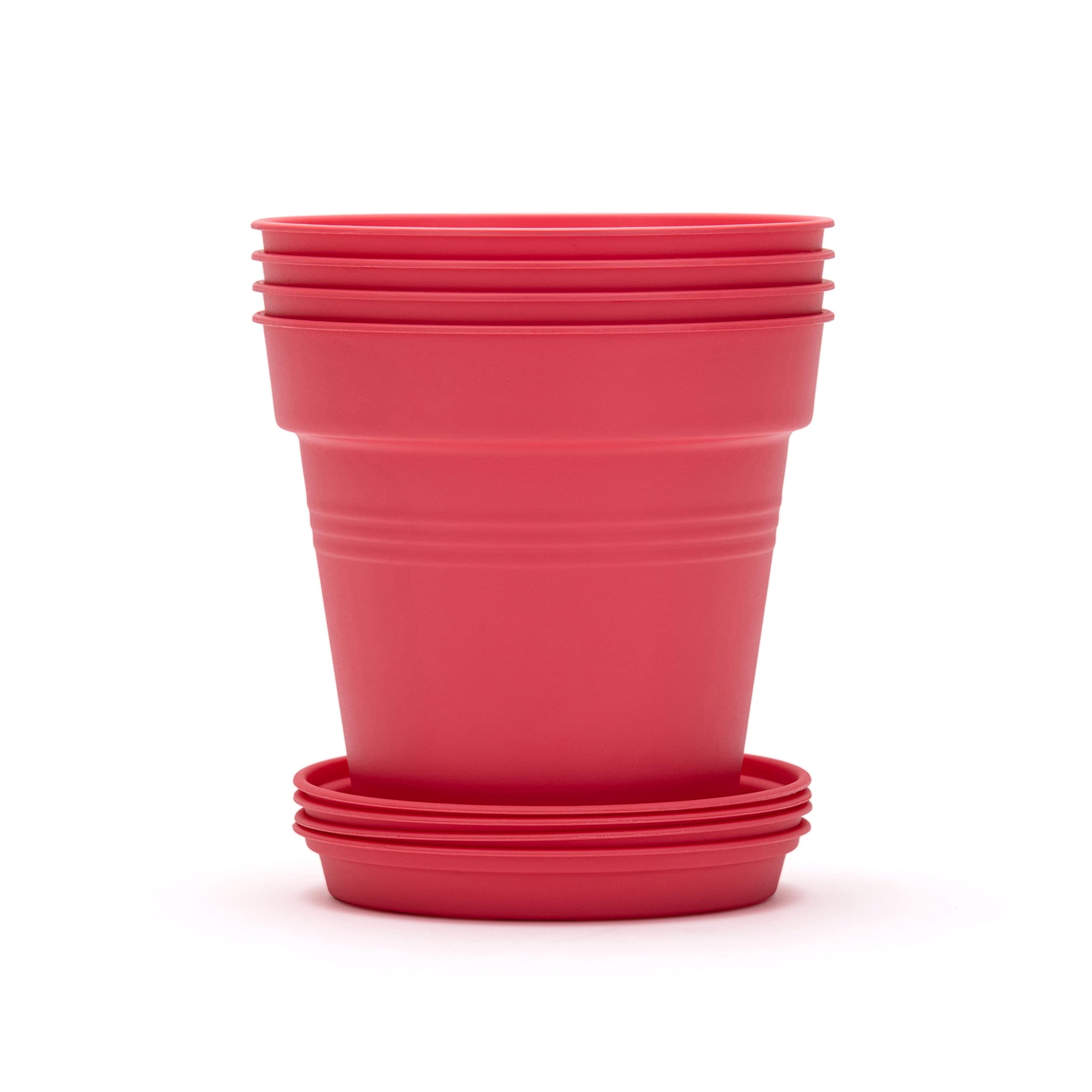 Home Garden Pots 4pk - Flowers, Herbs, Plants, Indoor, Outdoor, Colorful, 13cm Diameter (5in))