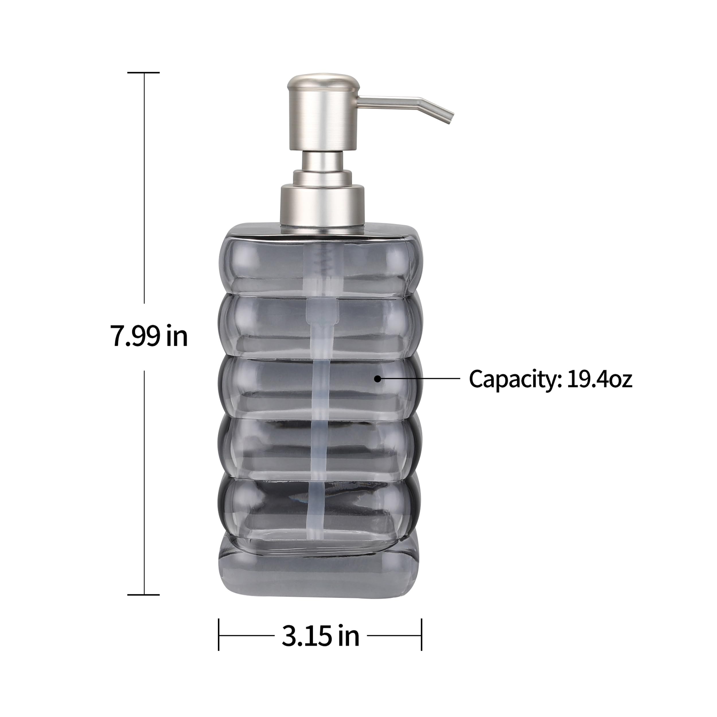 Glass Soap Pump Dispenser, Refillable Soap Dispenser