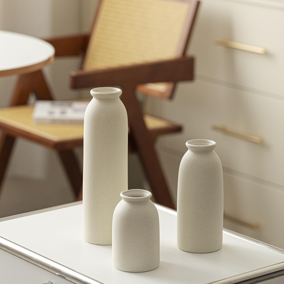 Tall Decorative Ceramic Vase Set, 3 Pieces