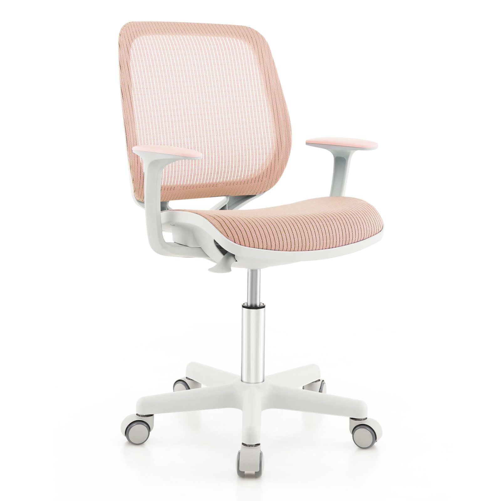 Swivel Mesh Task Chair Height Adjustable Children Study Computer Chair with Armrests, Sit-Brake Casters