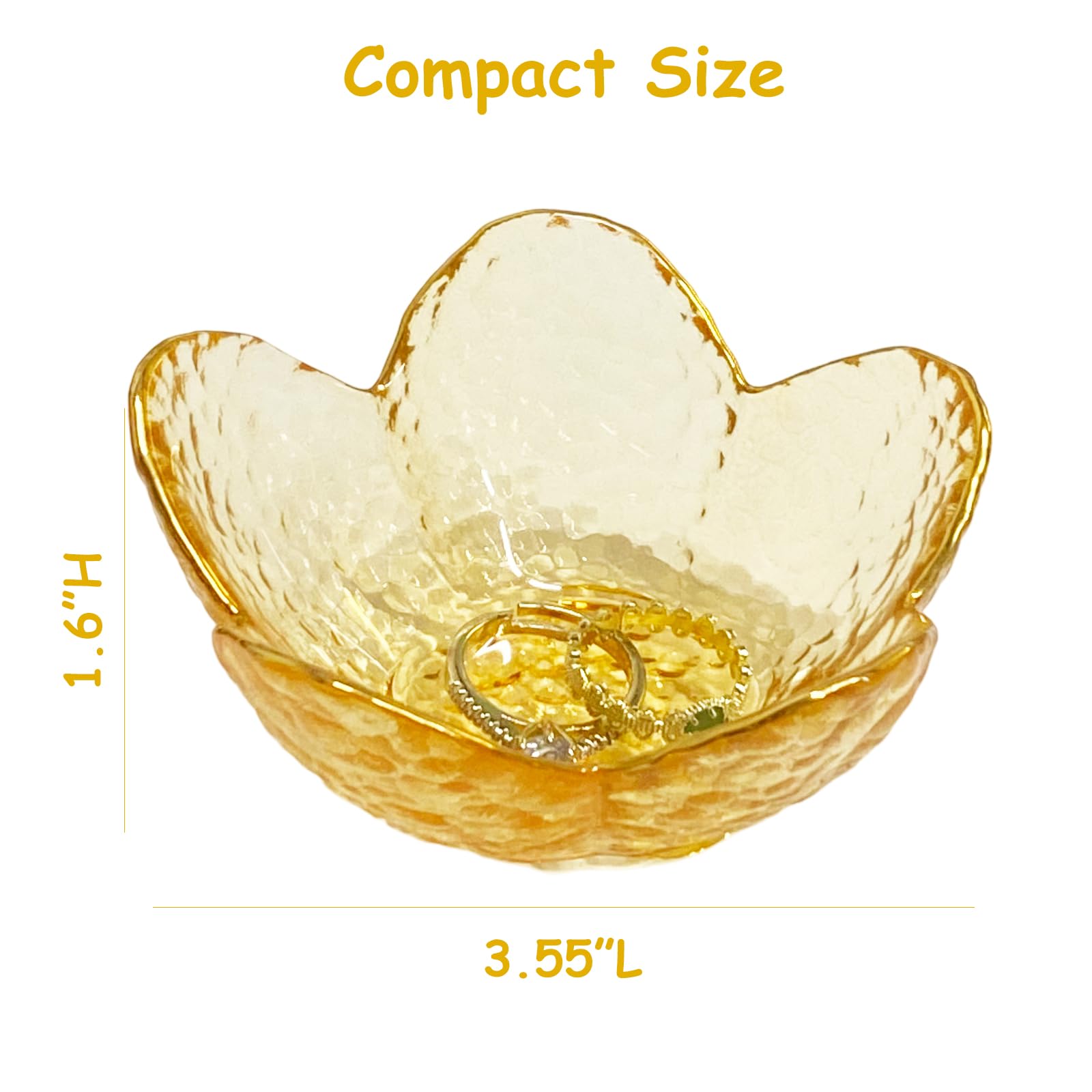 Flower Ring Dish Jewelry Tray, Decorative Glass Trinket Dish, Modern Accent Tray for Vanity Home Décor