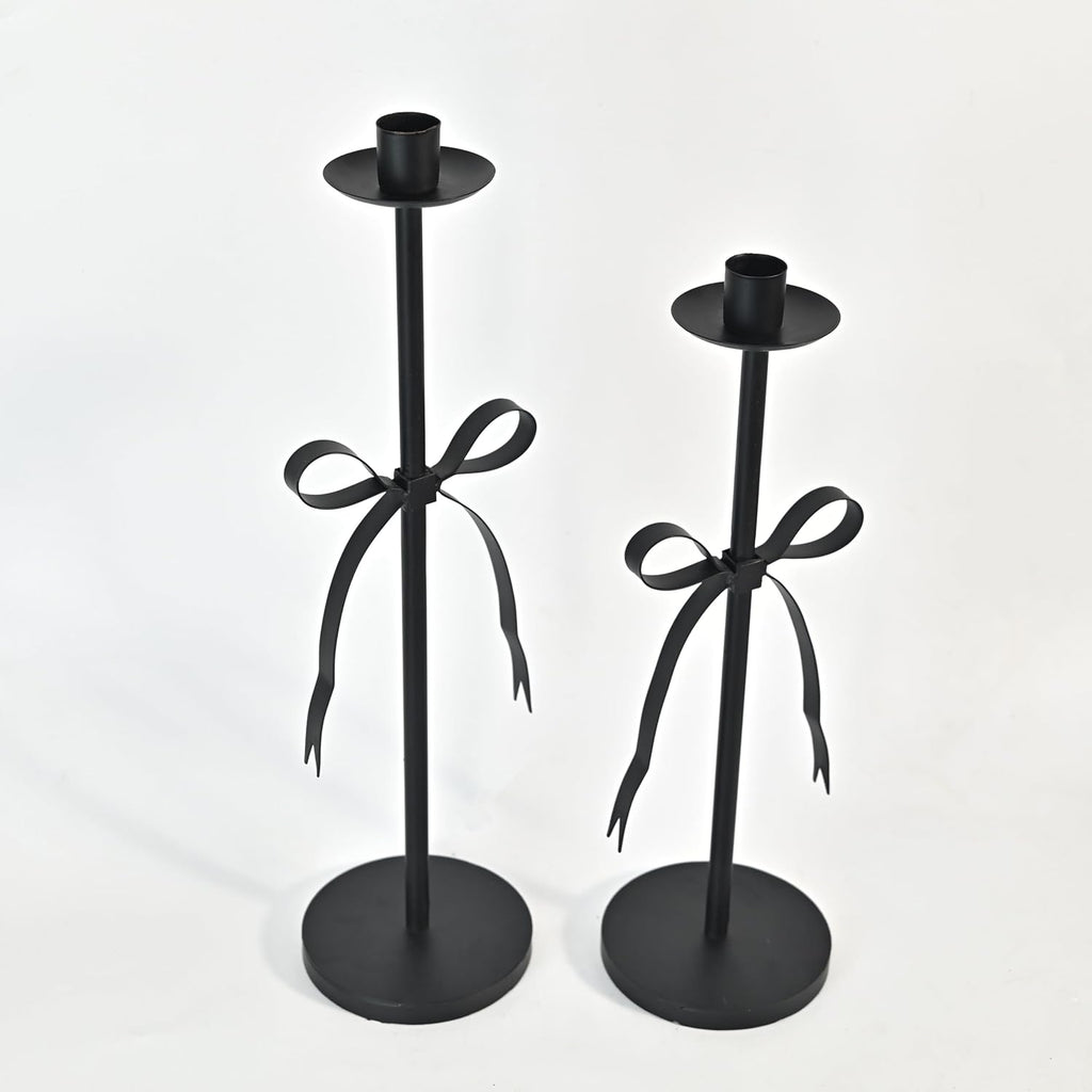 Bow Taper Candle Holders, Set of 2 Candle Stick Holders Set, Modern Decorative Centerpiece