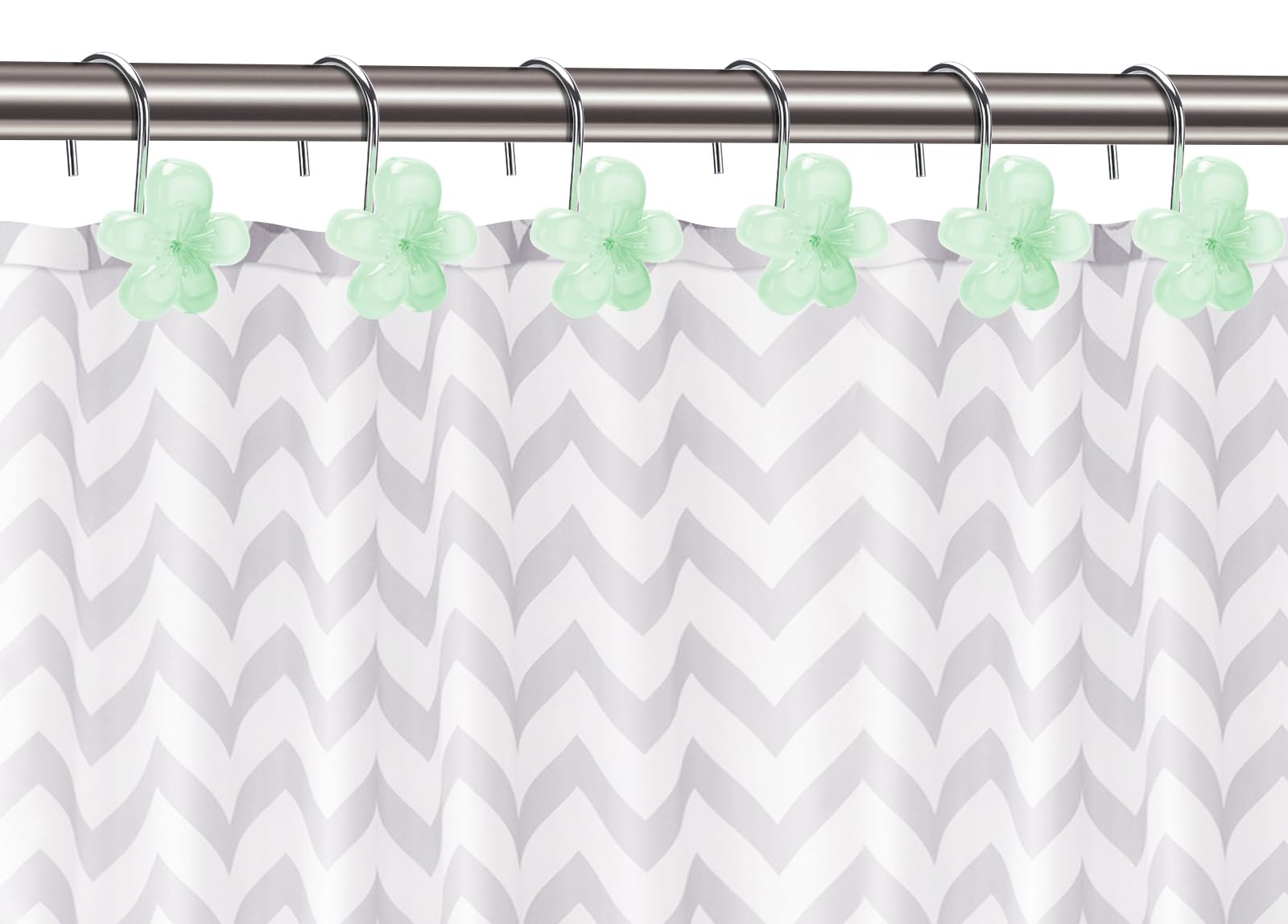 Cute Flower Shower Curtain Hooks, Pretty Floral Themed Elegant Bathroom Decor