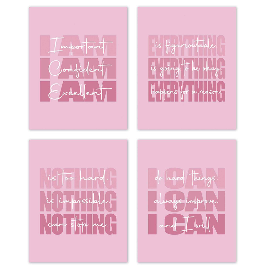 Set of 4 Inspirational Posters â€?Motivational Wall Art for Teen Girls & Women (8x10)