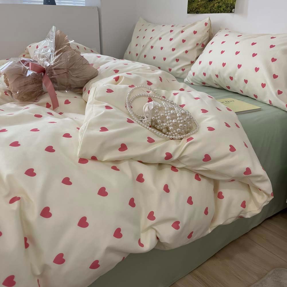 Duvet Cover Printed Bedding Set 3Pcs Girls Kawaii Pattern Comforter Cover with Zipper Closure Soft Breathable Microfiber