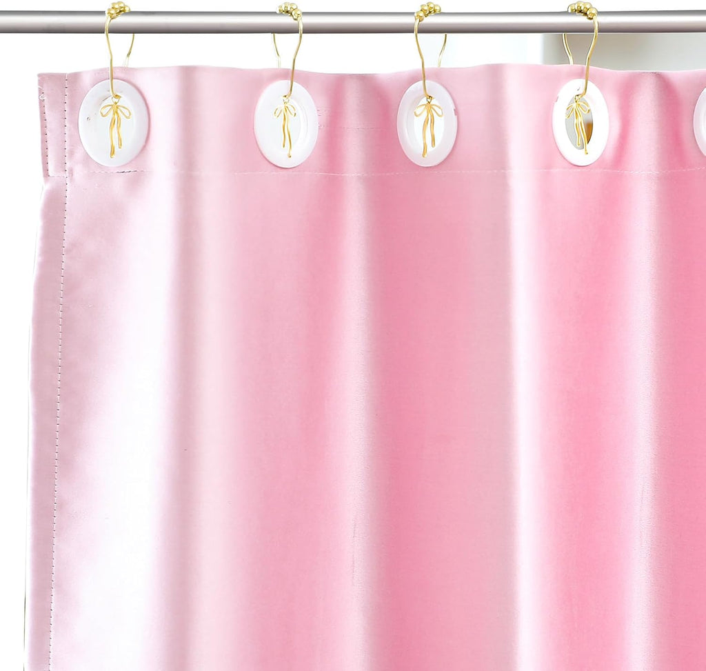 Gold Bow Knot Shower Curtain Hooks Rustproof Metal Decorative Bow Knot Shower Hangers Bulk Glide Curtain Rings 12 Pcs